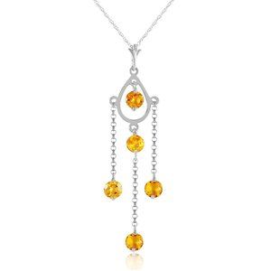 14K. SOLID GOLD NECKLACE WITH NATURAL CITRINES
